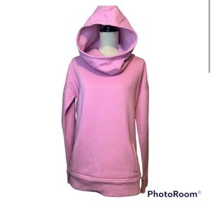 Zyia active pink cowl neck hooded sweatshirt large